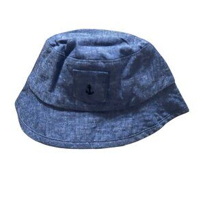 Janie & Jack Denim Anchor Bucket Sun Hat Sz 12-18 Months Blue Unisex